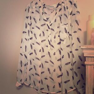 White feather long sleeve top XXL